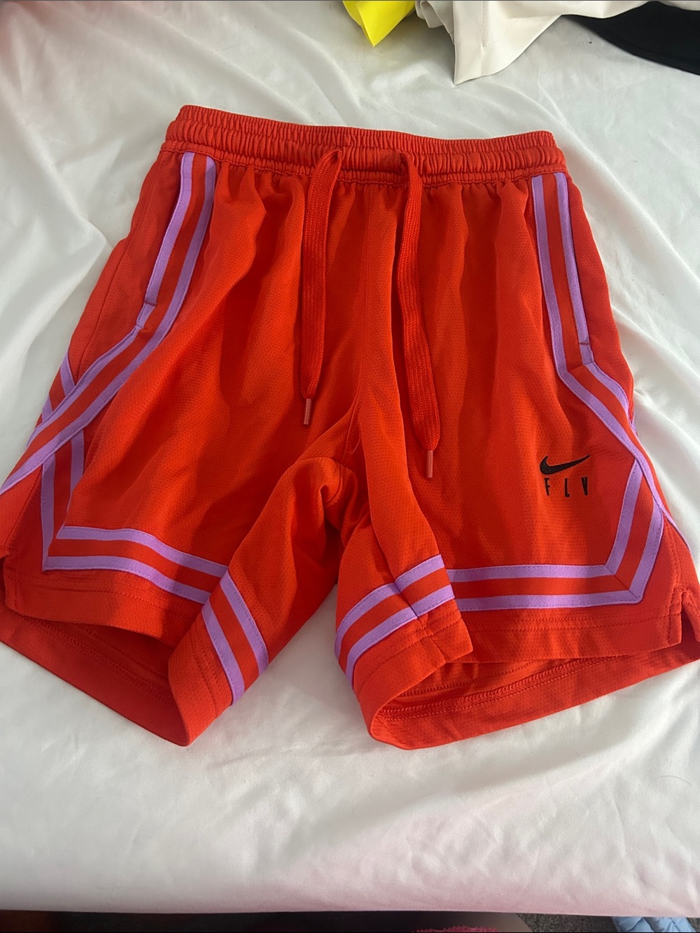 Nike Red Mesh Athletic Shorts with Lilac Trim